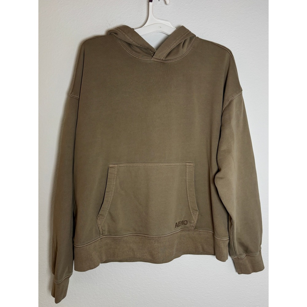 Aeropostale Womens Medium Brown Oversized Hoodie Sweatshirt‎ Aero Logo Taupe
